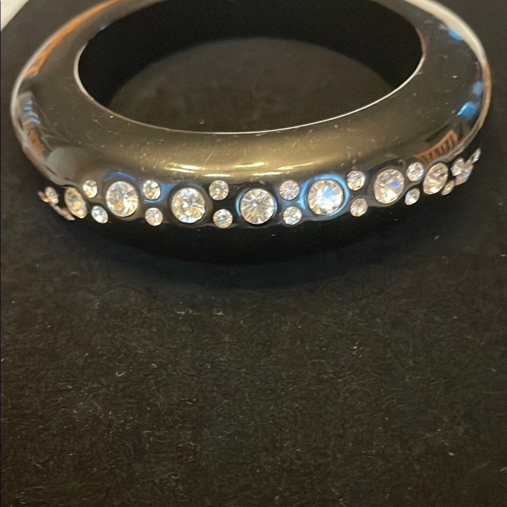 Black Bangle with Crystal Accents